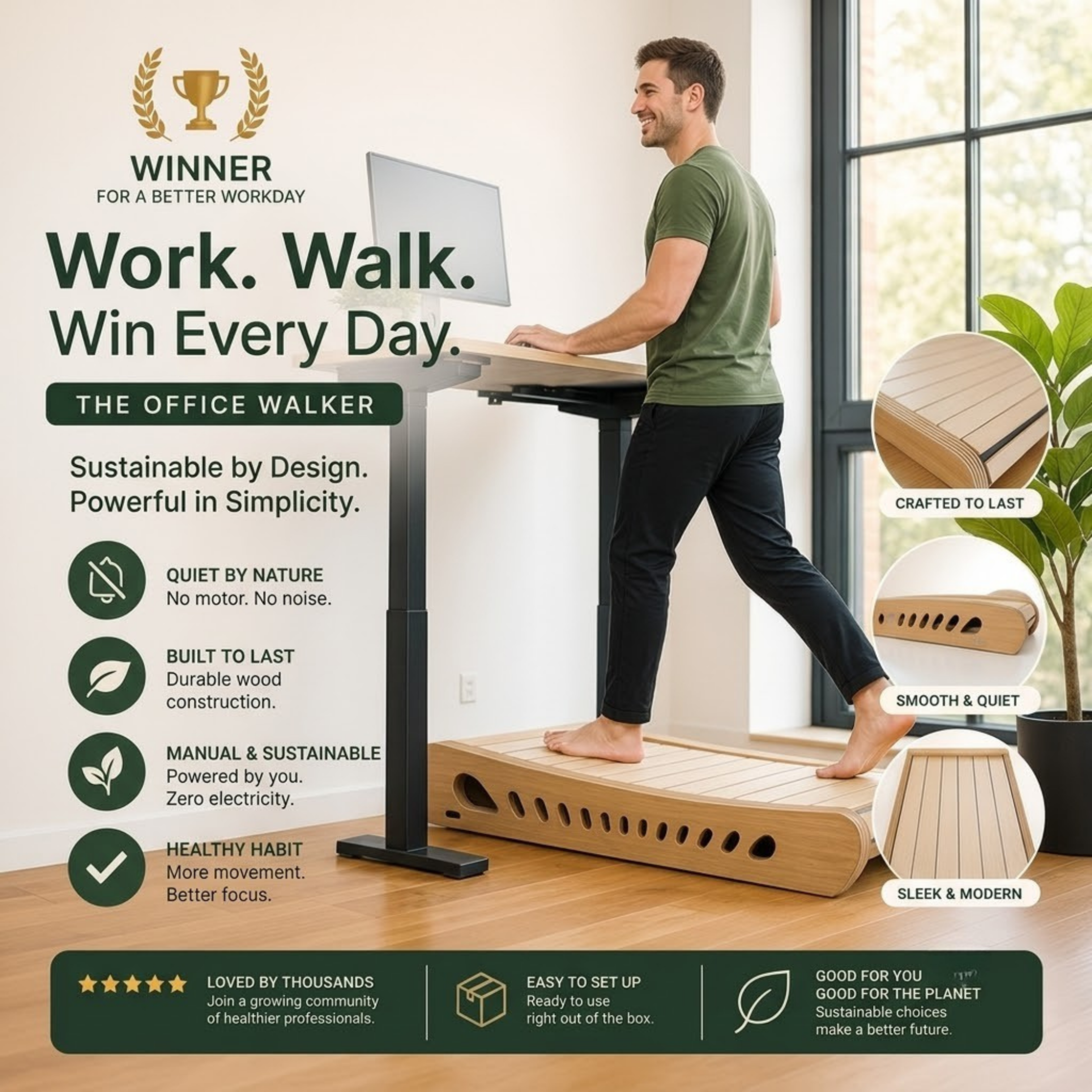 WoodRise Office Walker