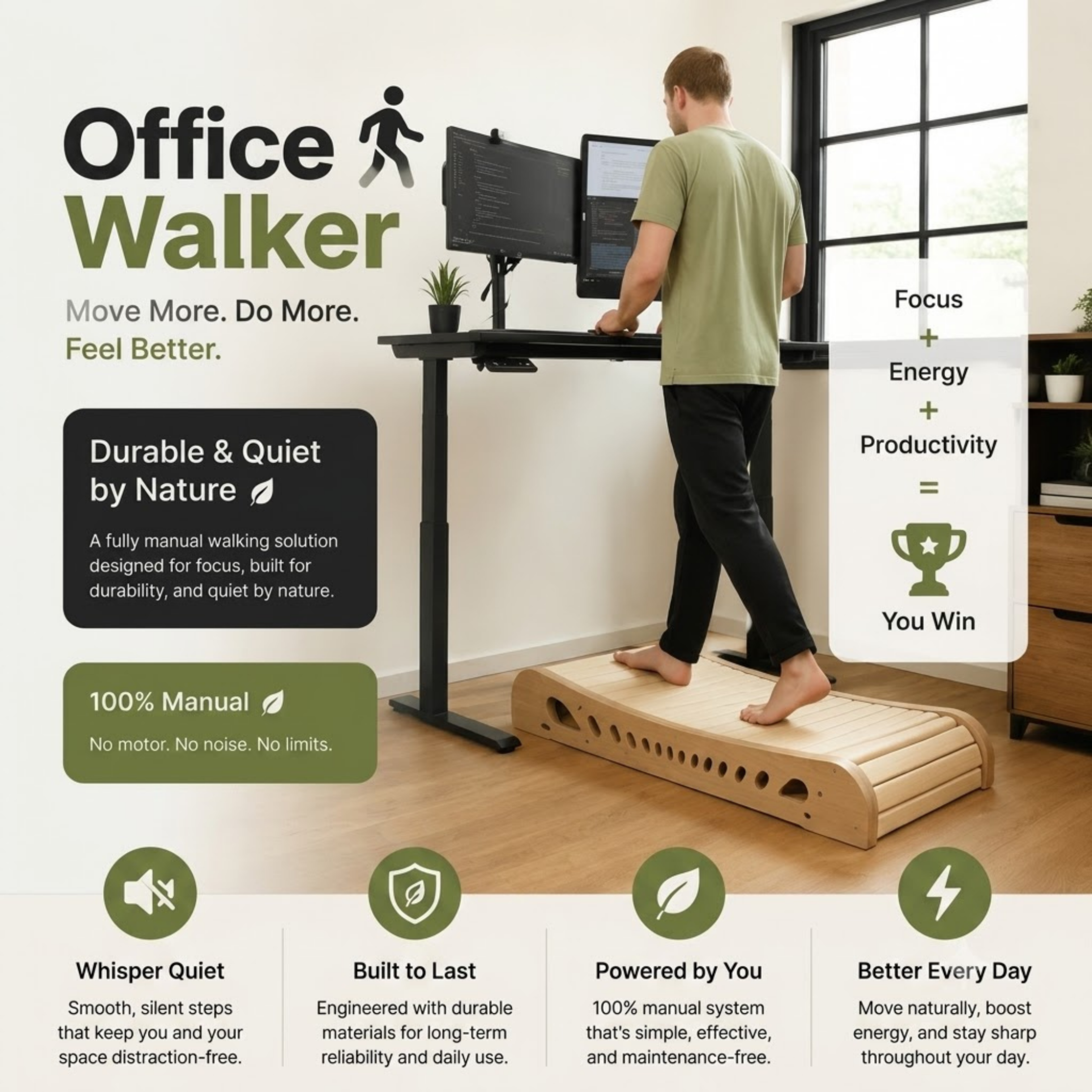 WoodRise Office Walker
